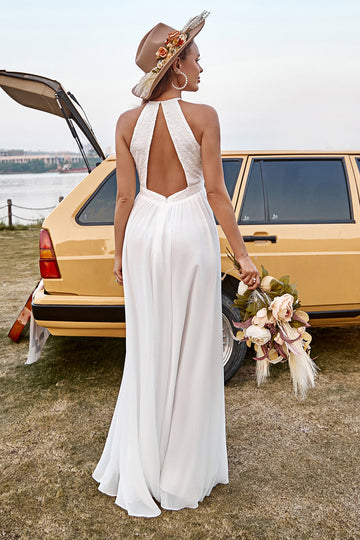 Vestido de Novia Halter Boho Blanco